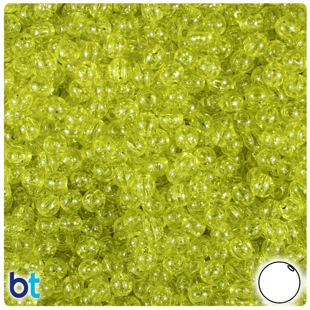 Yellow Sparkle 5mm Round Plastic Beads (700pcs)