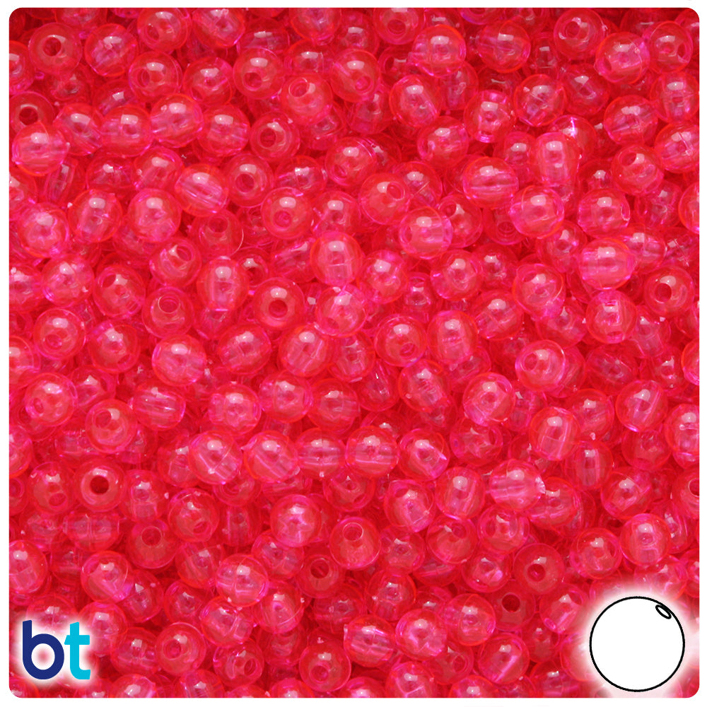 Hot Pink Transparent 5mm Round Plastic Beads (700pcs)