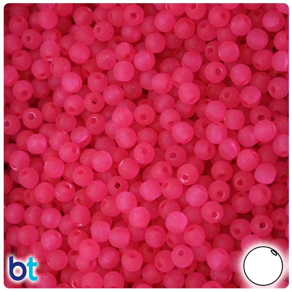 Hot Pink Frosted 5mm Round Plastic Beads (700pcs)