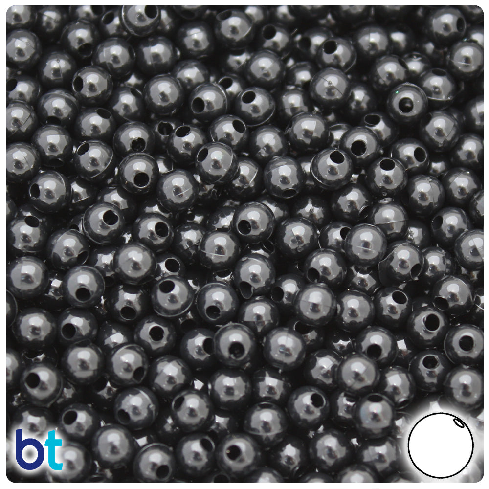 Black Opaque 5mm Round Plastic Beads (700pcs)