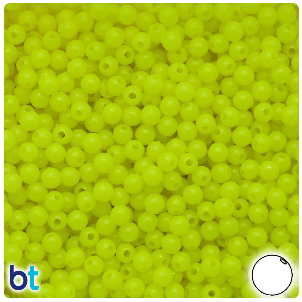 Lemon Neon Bright 5mm Round Plastic Beads (700pcs)