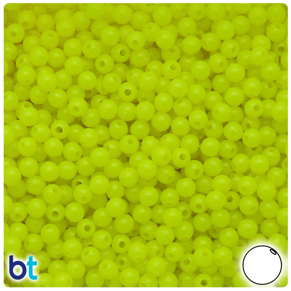 Wholesale Case 5mm Round Plastic Beads - Neon Bright