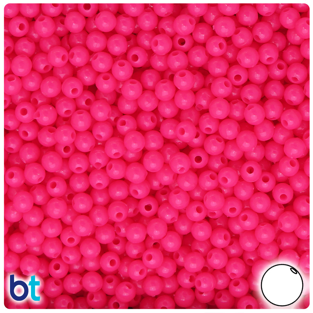 Wholesale Case 5mm Round Plastic Beads - Neon Bright