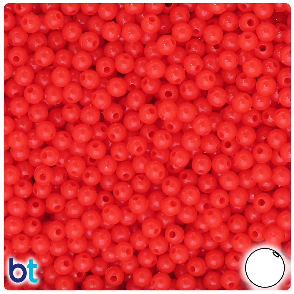 Bright Red Opaque 5mm Round Plastic Beads (700pcs)