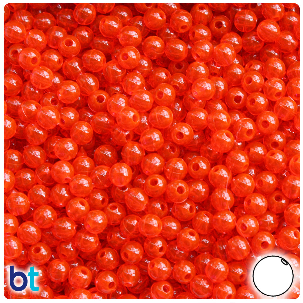 Fire Red Transparent 5mm Round Plastic Beads (700pcs)