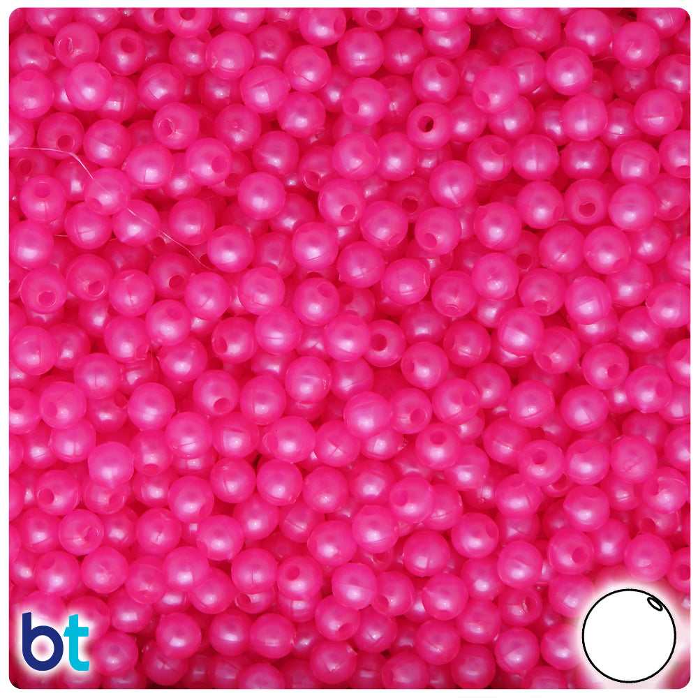 Hot Pink Pearl 5mm Round Plastic Beads (700pcs)