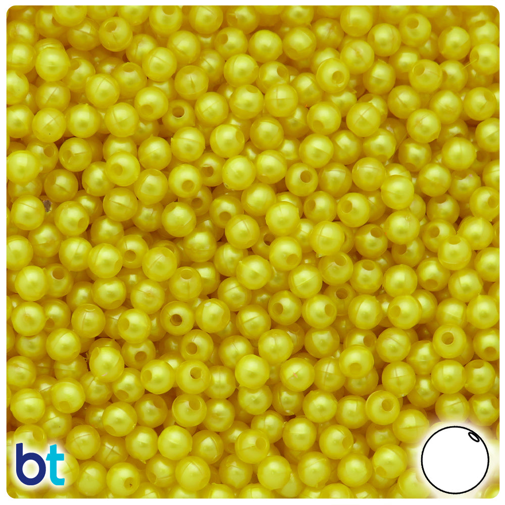 Yellow Pearl 5mm Round Plastic Beads (700pcs)