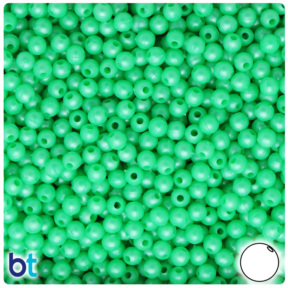 Bright Green Pearl 5mm Round Plastic Beads (700pcs)