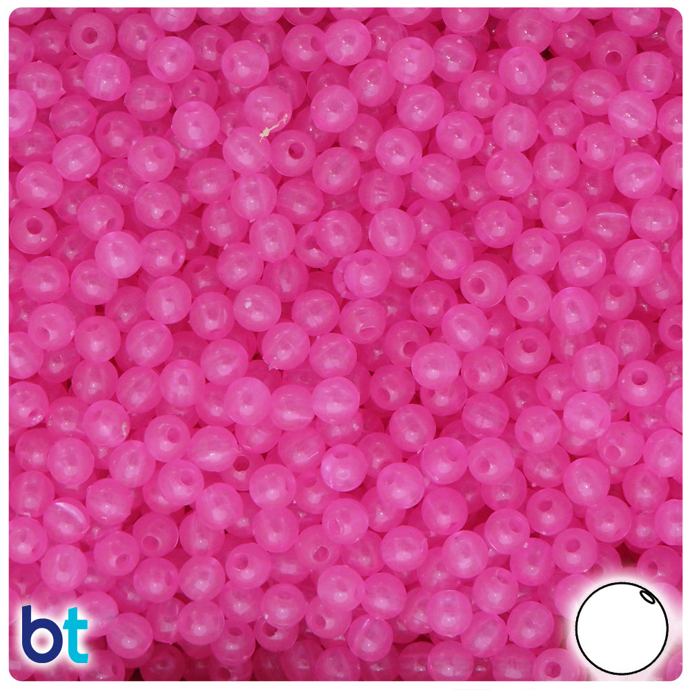 Pink Glow 5mm Round Plastic Beads (700pcs)