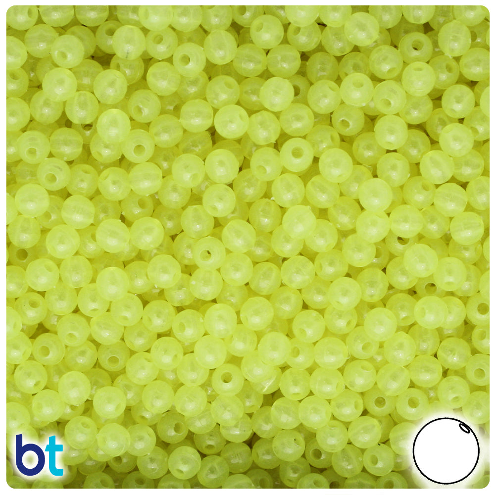 Yellow Glow 5mm Round Plastic Beads (700pcs)