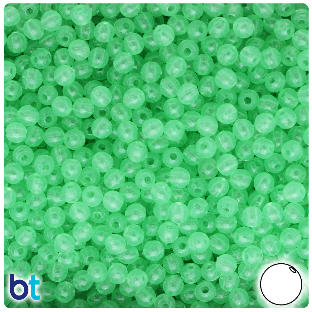 Green Glow 5mm Round Plastic Beads (700pcs)