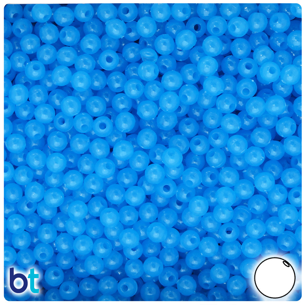 Blue Glow 5mm Round Plastic Beads (700pcs)