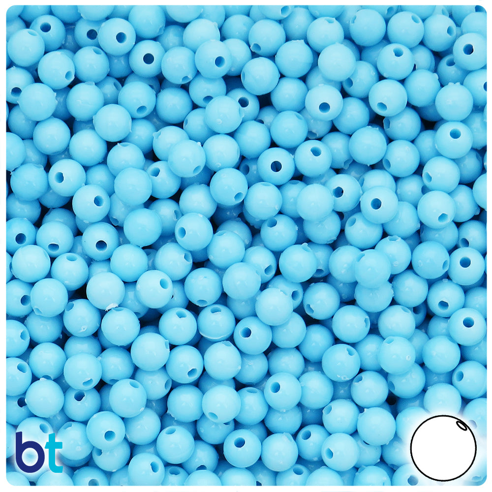 Powder Blue Opaque 6mm Round Plastic Beads (500pcs)