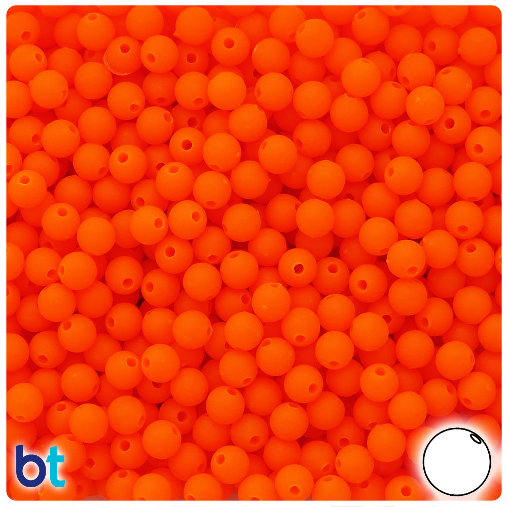 Tangelo Matte 6mm Round Plastic Beads (500pcs)