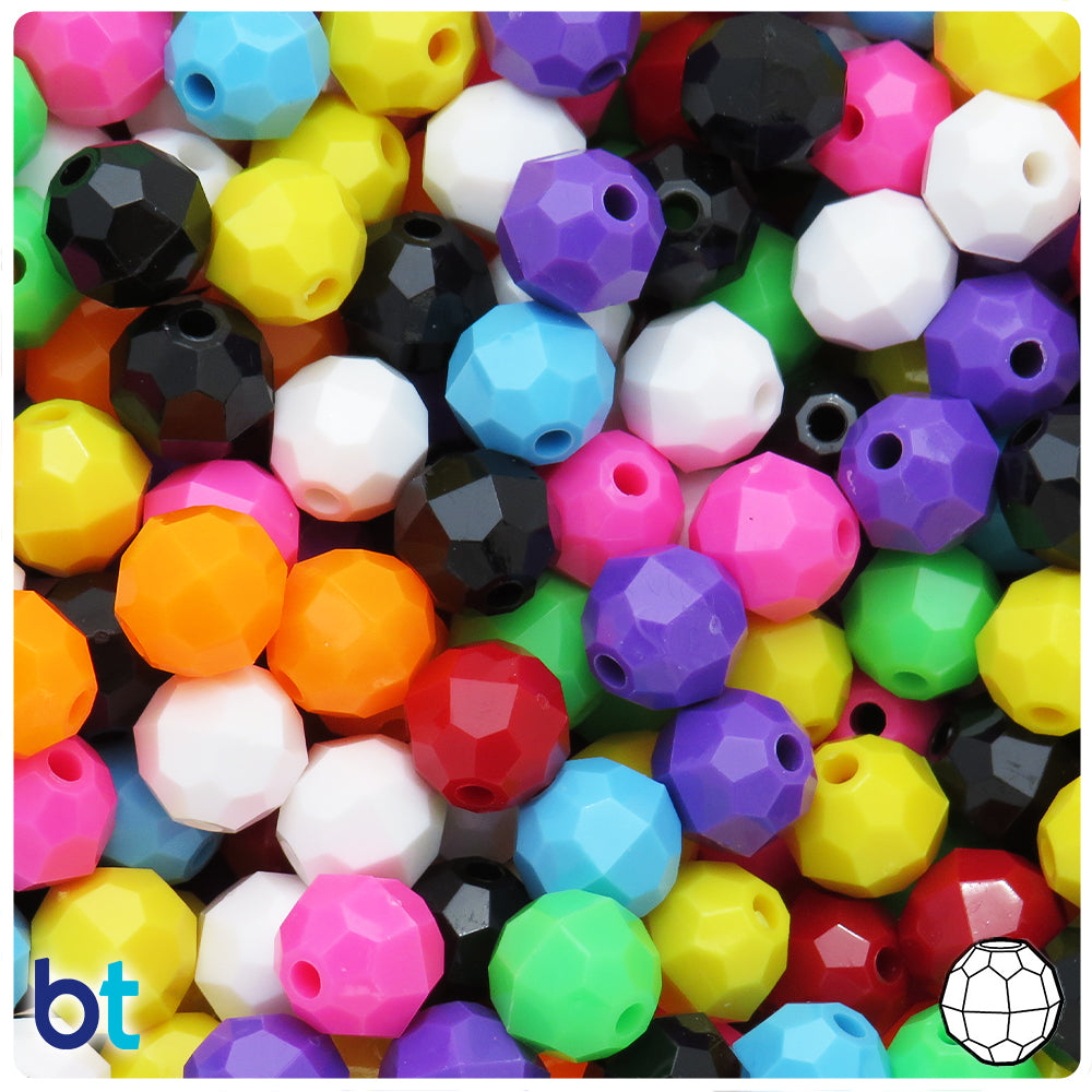 BeadTin Opaque 10mm Faceted Round Plastic Craft Beads (225pcs)- Color  choice - Helia Beer Co