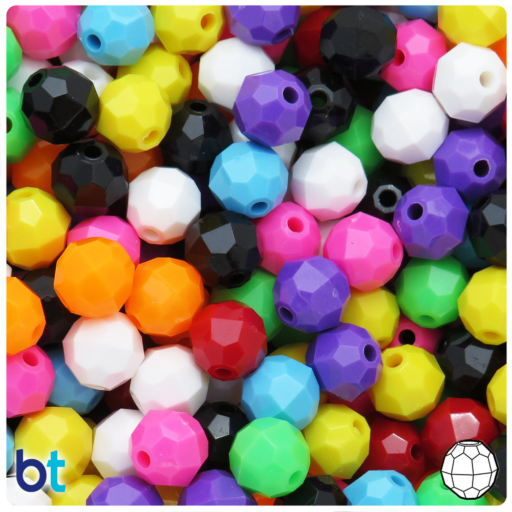 Wholesale Case 10mm Faceted Round Plastic Beads - Opaque