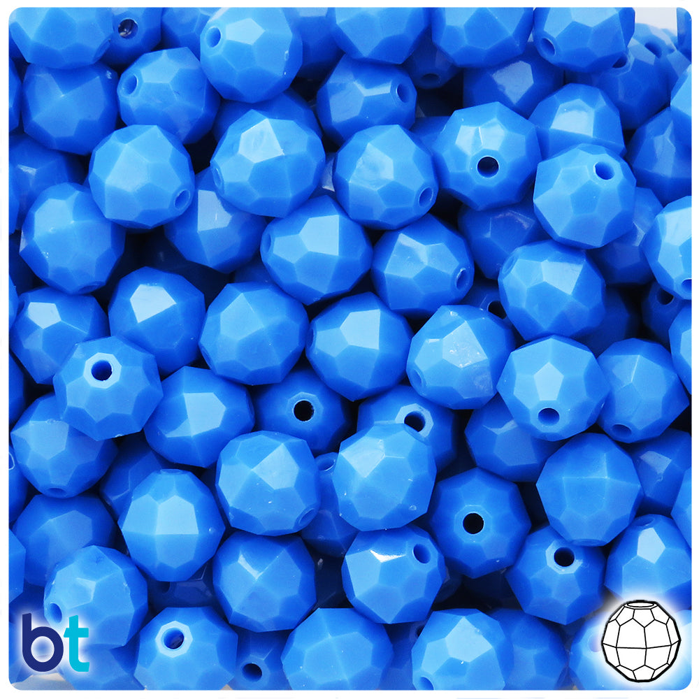 Periwinkle Opaque 12mm Faceted Round Plastic Beads (180pcs)