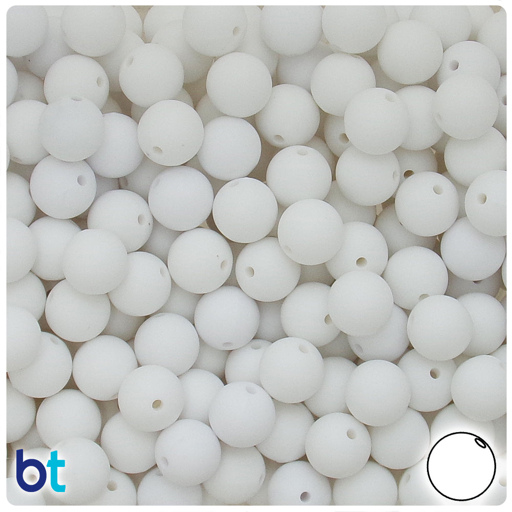 White Matte 10mm Round Plastic Beads (150pcs)