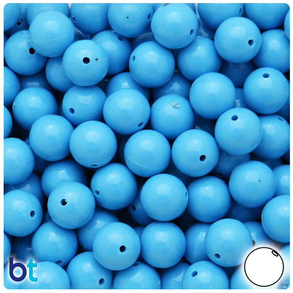 Baby Blue Opaque 12mm Round Plastic Beads (60pcs)