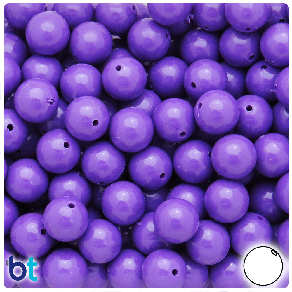 Dark Lilac Opaque 12mm Round Plastic Beads (60pcs)