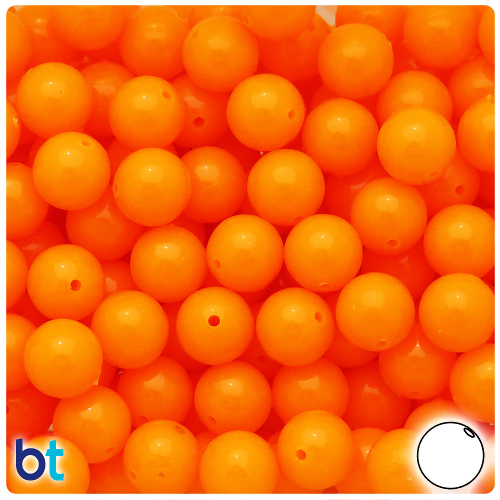 Orange Opaque 12mm Round Plastic Beads (60pcs)
