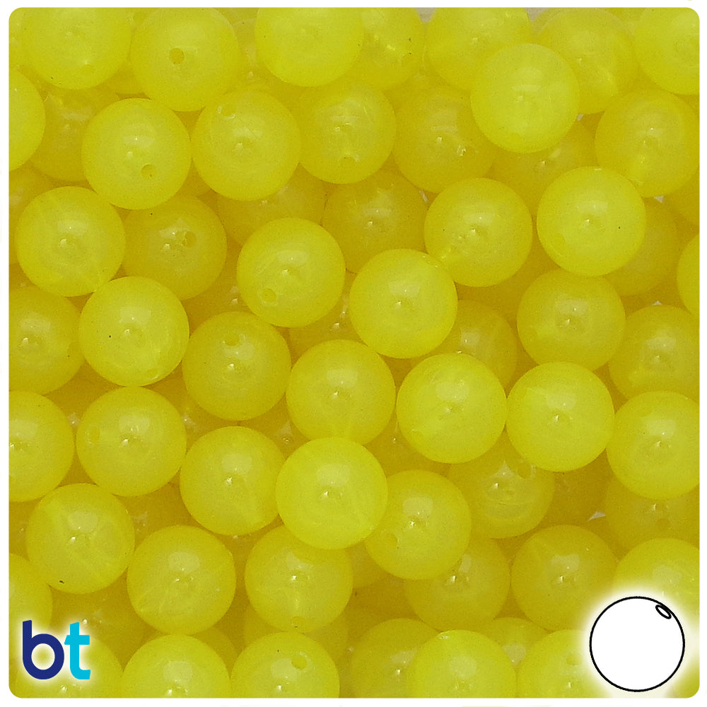 Yellow Glow 12mm Round Plastic Beads (60pcs)