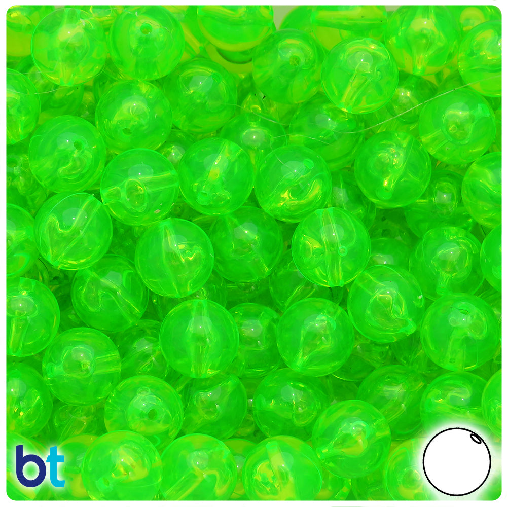 Lime Roe Transparent 12mm Round Plastic Beads (60pcs)