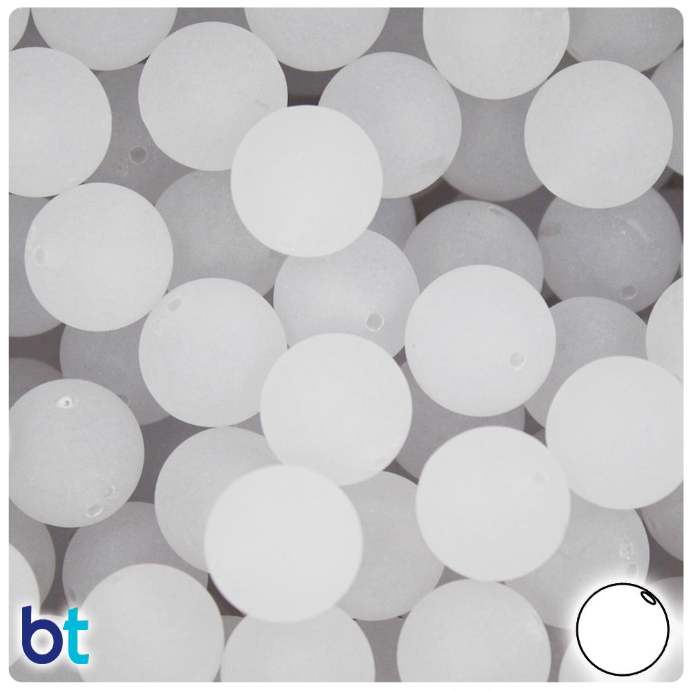 Ice Frosted 14mm Round Plastic Beads (36pcs)