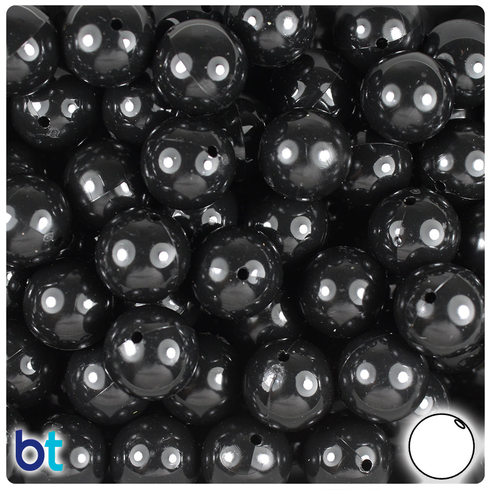 Black Opaque 14mm Round Plastic Beads (36pcs)