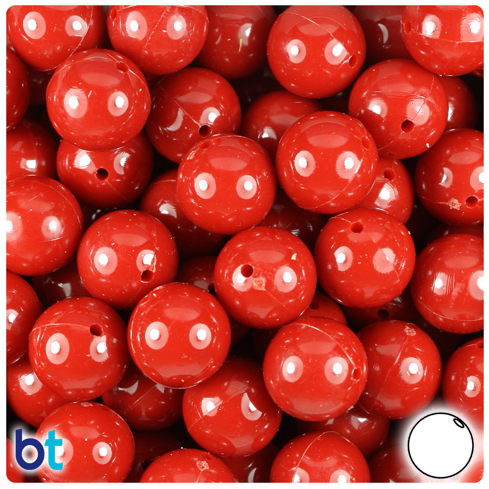 Red Opaque 14mm Round Plastic Beads (36pcs)