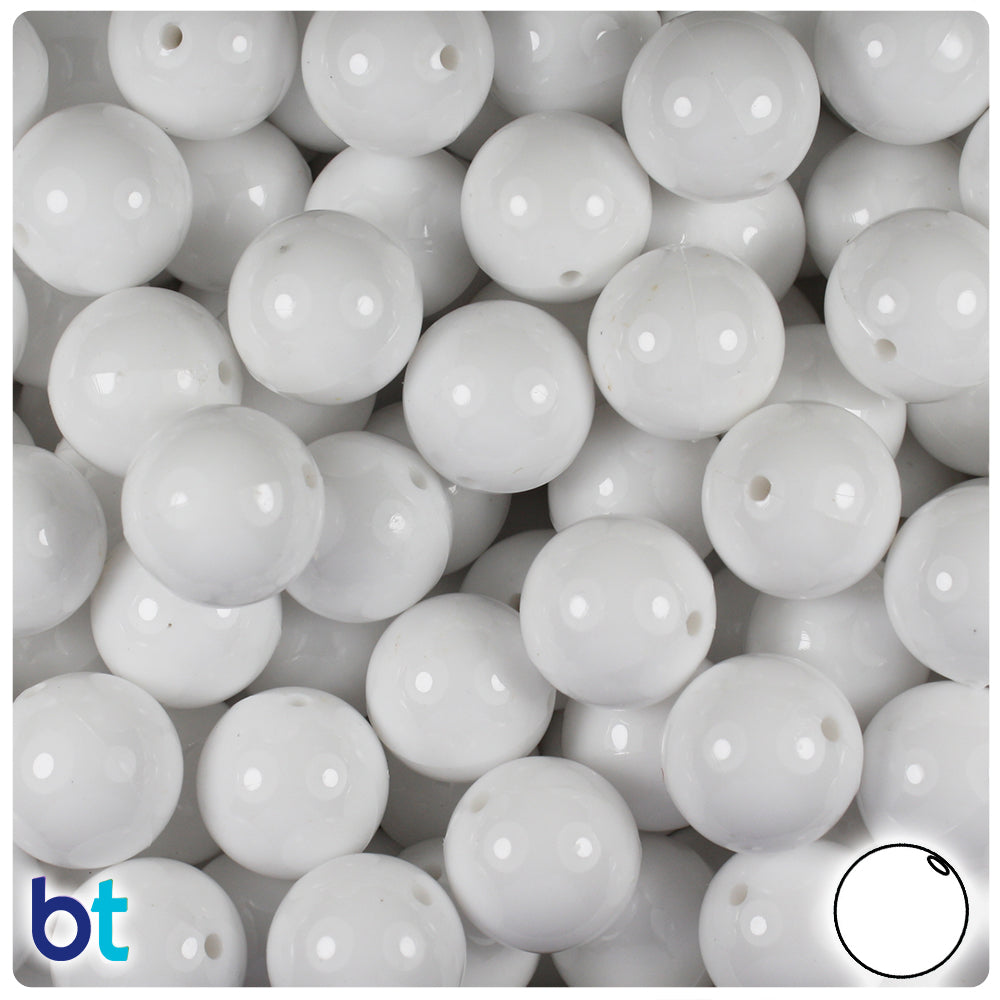 White Opaque 14mm Round Plastic Beads (36pcs)