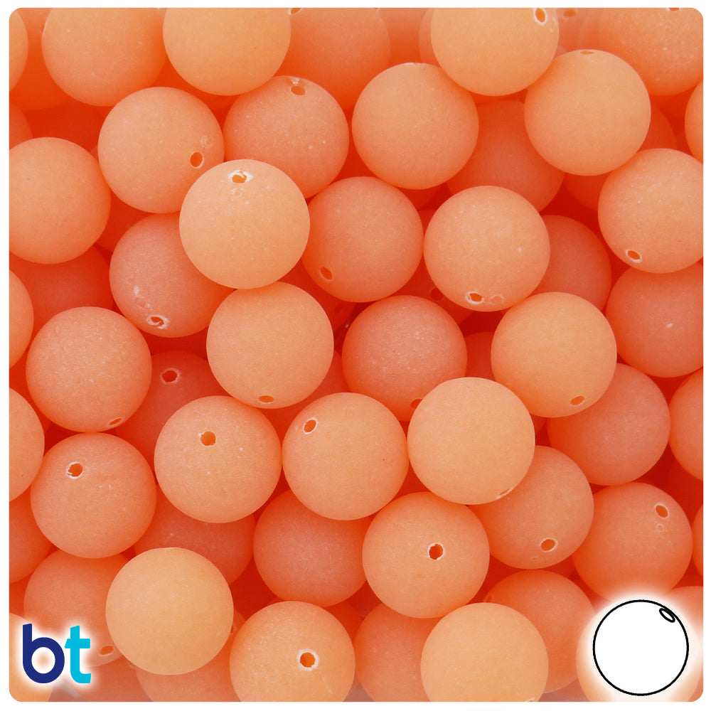 Peach Frosted 14mm Round Plastic Beads (36pcs)