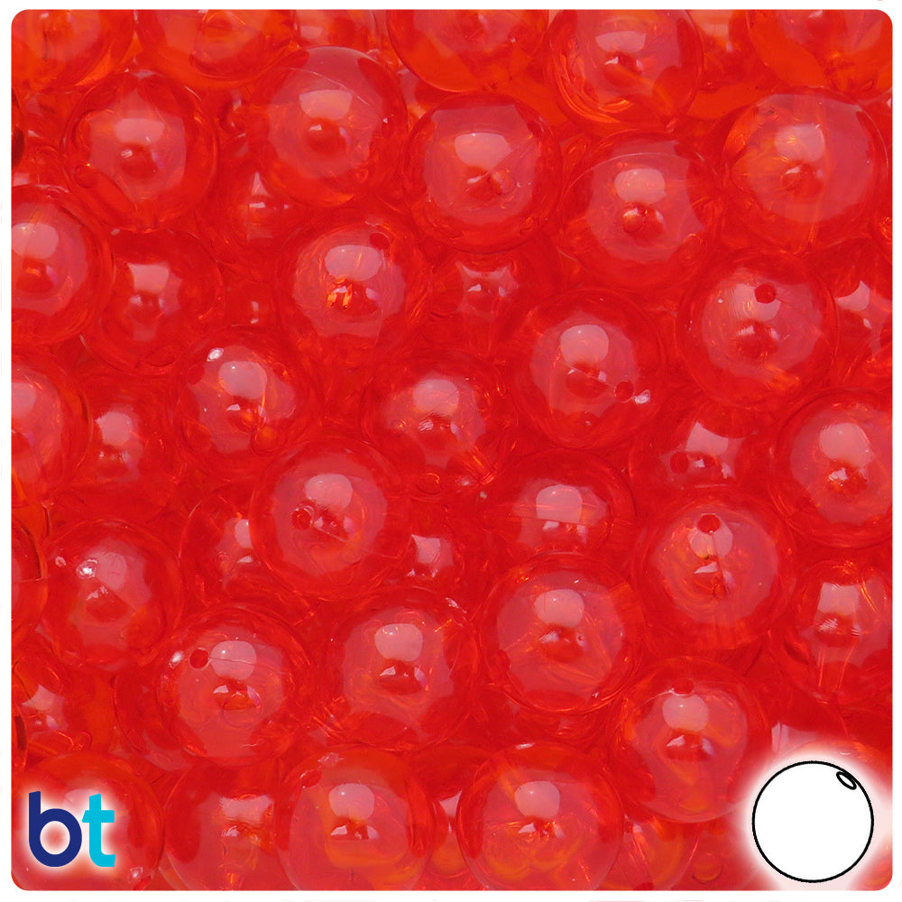 Burnt Orange Transparent 14mm Round Plastic Beads (36pcs)