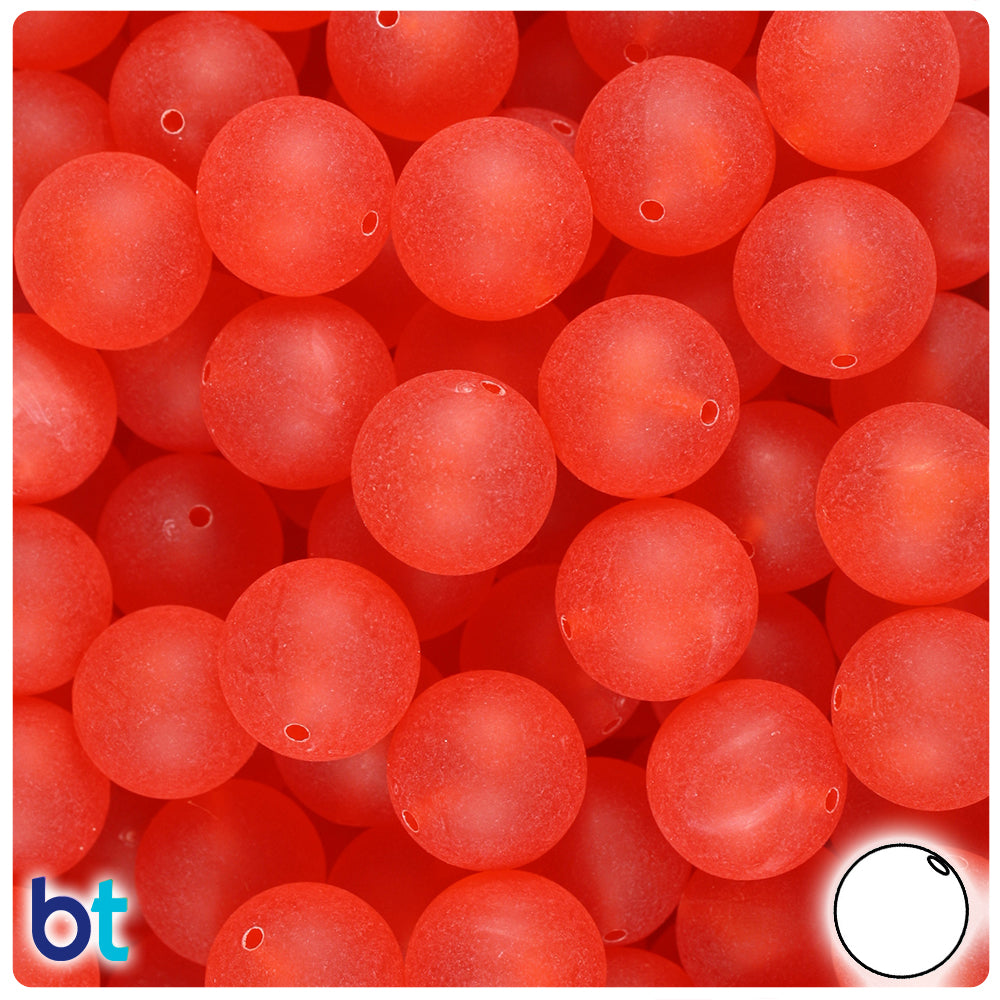 Burnt Orange Frosted 14mm Round Plastic Beads (36pcs)