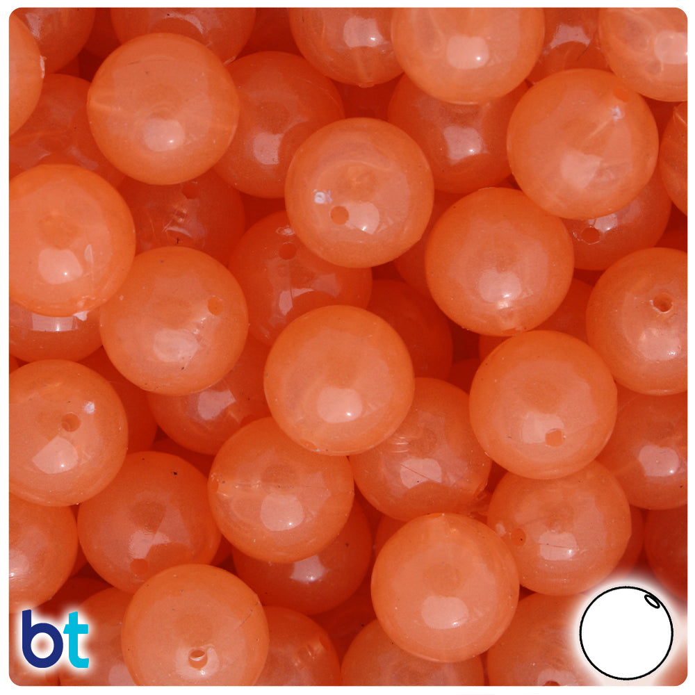 Orange Glow 14mm Round Plastic Beads (36pcs)