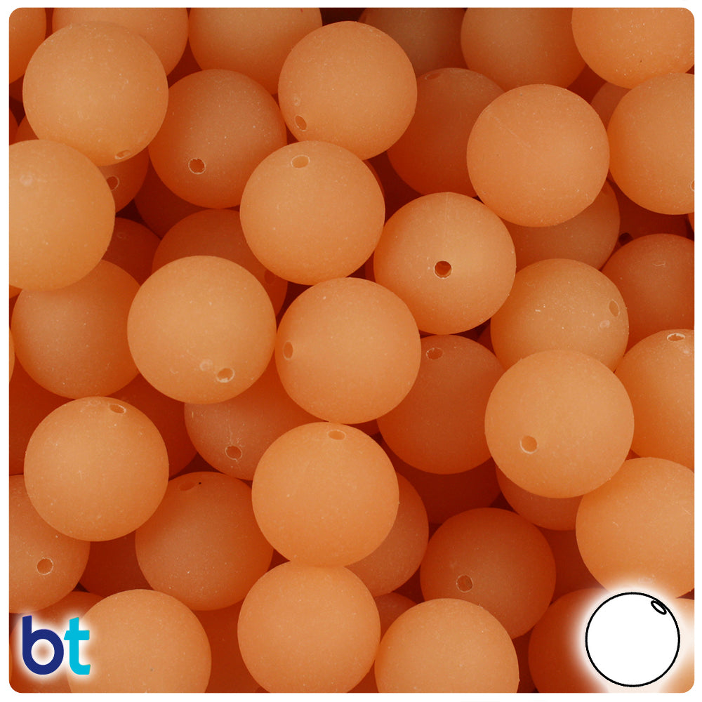 Orange Glow Frosted 14mm Round Plastic Beads (36pcs)