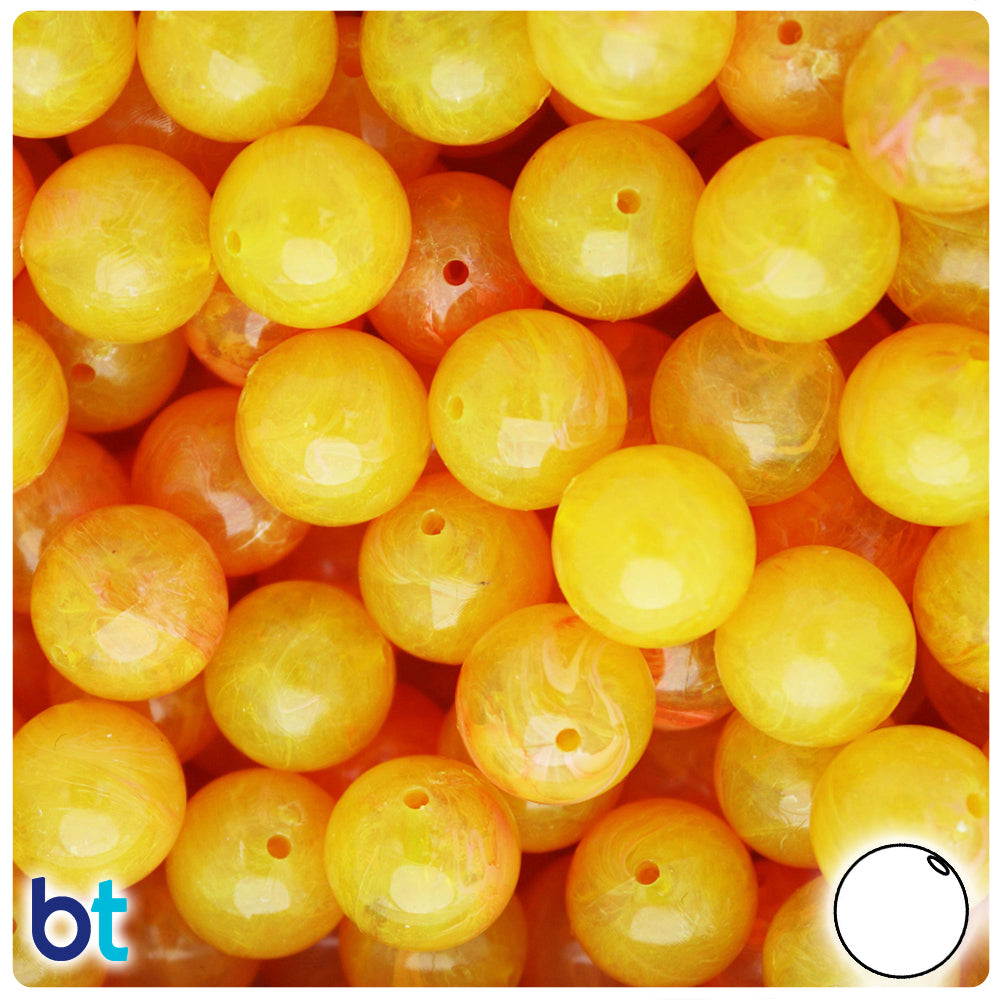 Golden Roe Opaque 14mm Round Plastic Beads (36pcs)