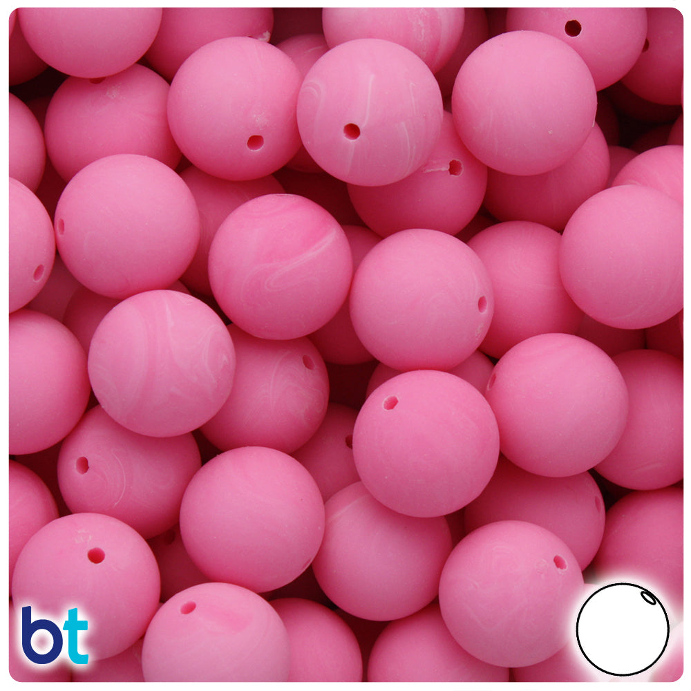 Pink Salmon Matte 14mm Round Plastic Beads (36pcs)