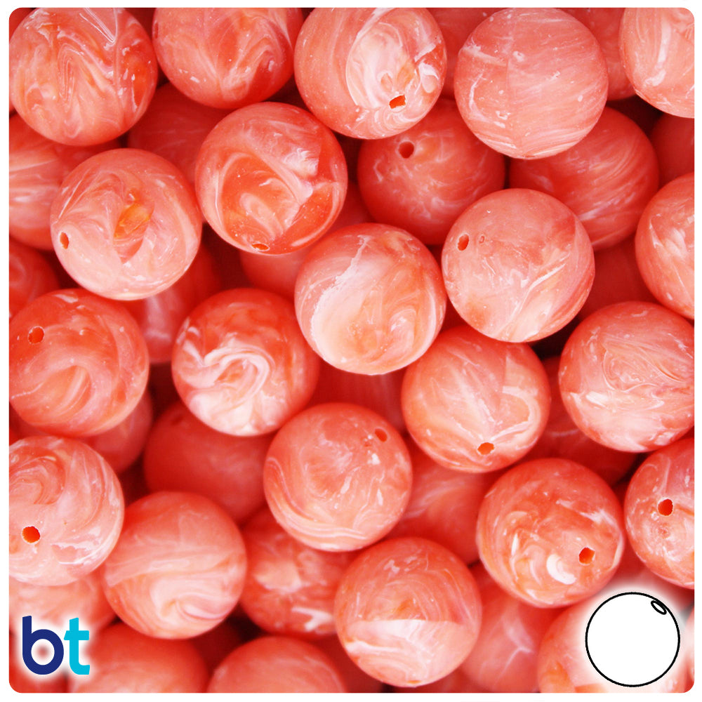 Salmon Matte 14mm Round Plastic Beads (36pcs)