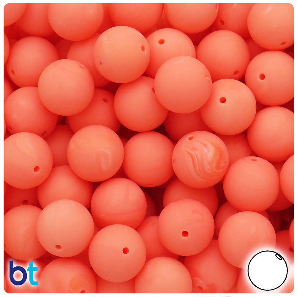 Shrimp Swirl Matte 14mm Round Plastic Beads (36pcs)