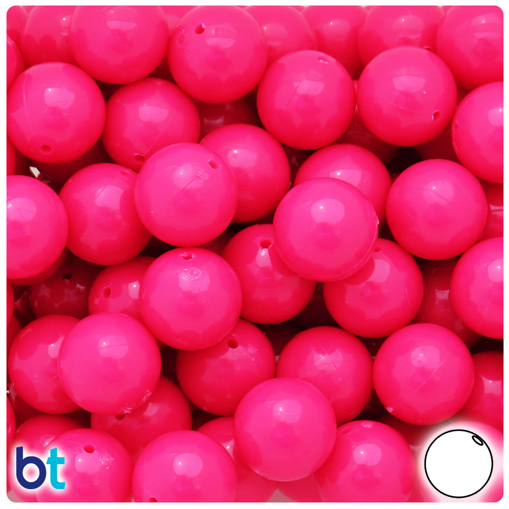 Magenta Neon Bright 16mm Round Plastic Beads (20pcs)