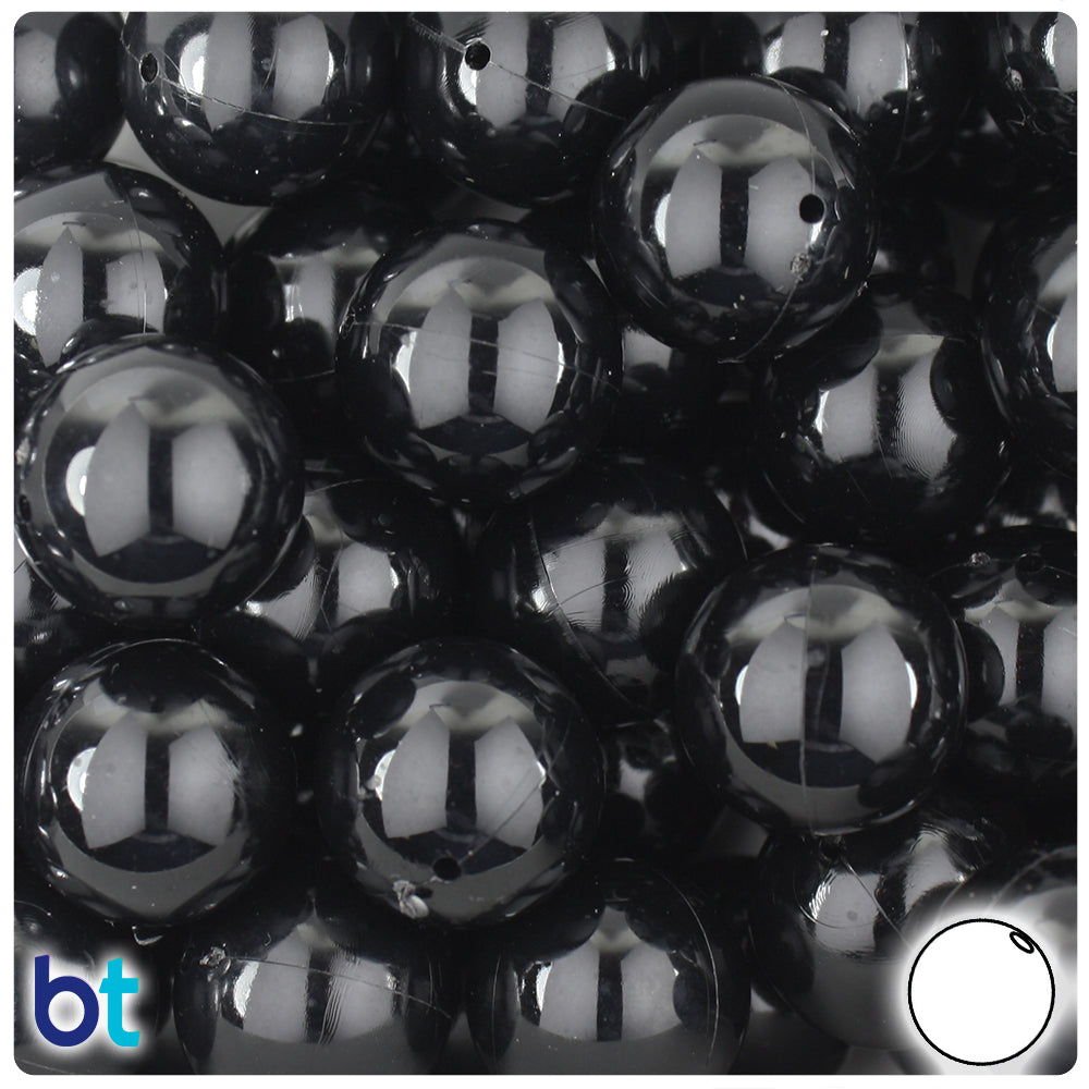 Black Opaque 18mm Round Plastic Beads (10pcs)
