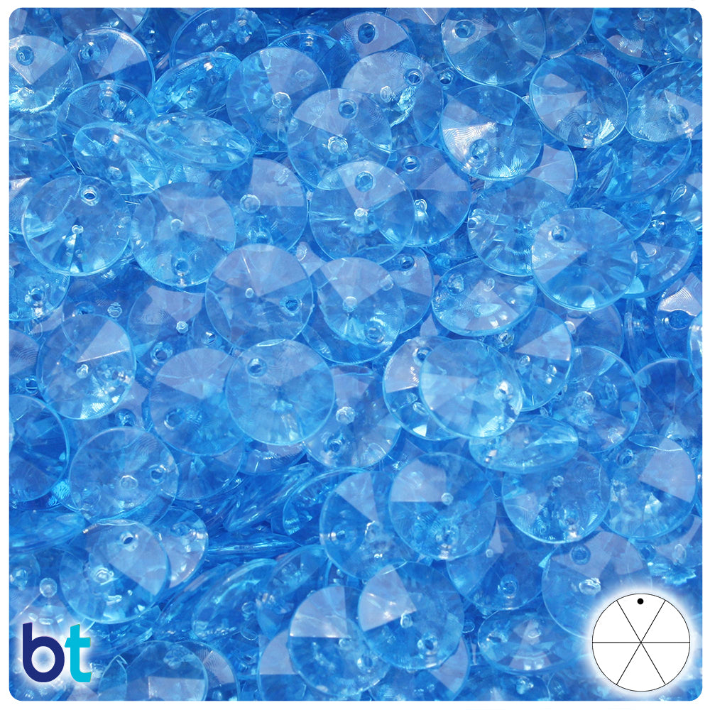 Light Sapphire Transparent 10mm Faceted Saucer Plastic Beads (250pcs)