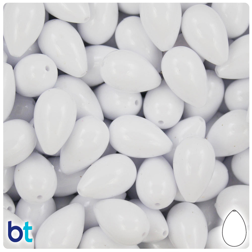 White Opaque 17mm Pear Plastic Beads (40pcs)