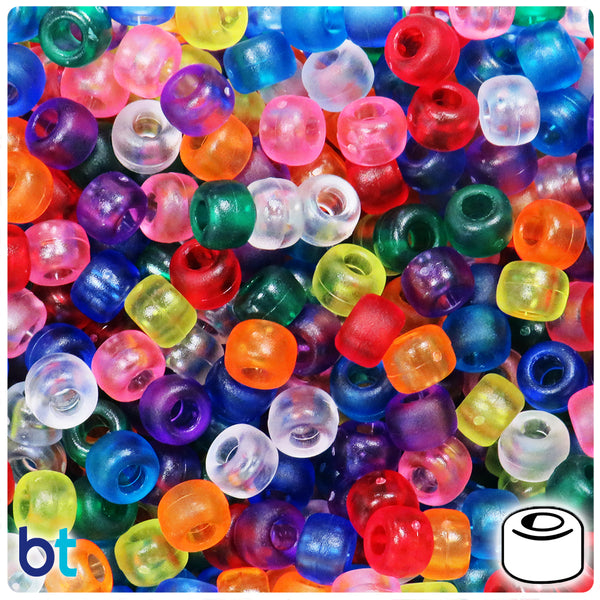 Frosted Mix 9mm Barrel Pony Beads (100pcs)