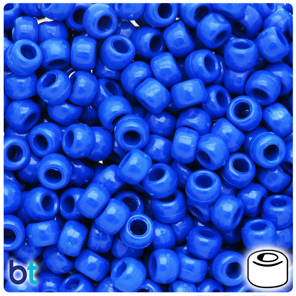 Bright Blue Opaque 9mm Barrel Pony Beads (500pcs)