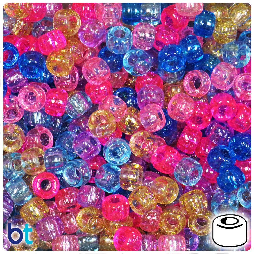 Princess Sparkle Mix 9mm Barrel Pony Beads (100pcs)