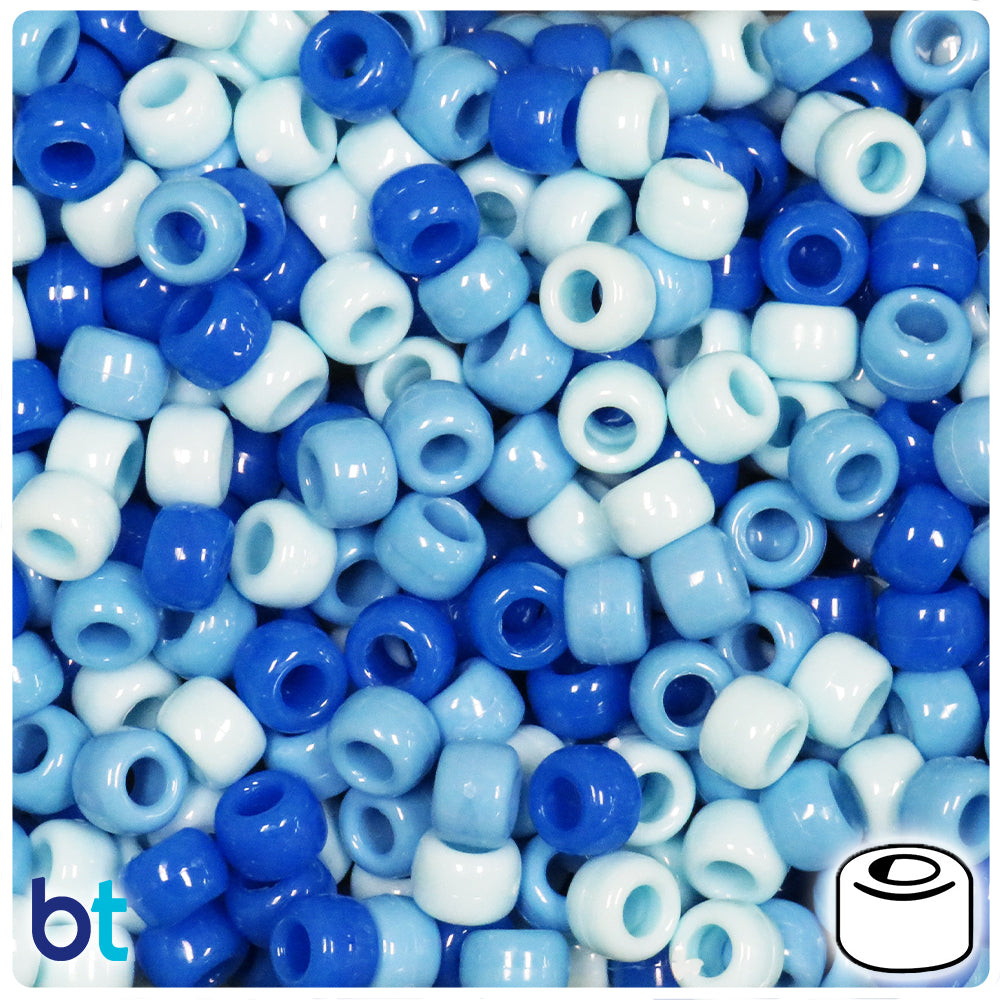 Blue Ombre Opaque Mix 9mm Barrel Pony Beads (500pcs)