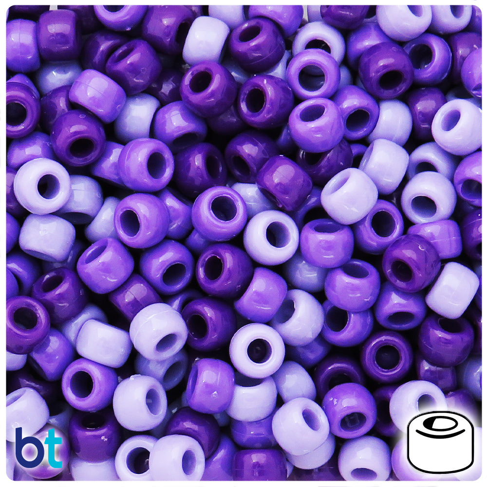 Purple Ombre Opaque Mix 9mm Barrel Pony Beads (100pcs)