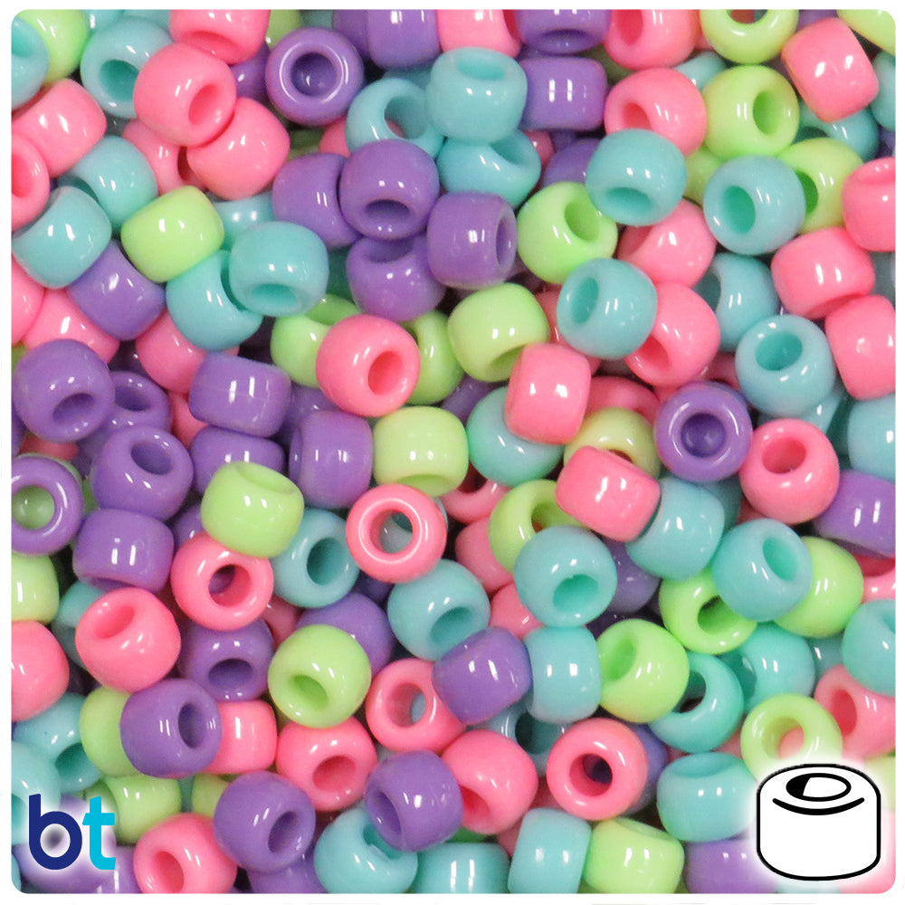 Pastel Bliss Opaque Mix 9mm Barrel Pony Beads (500pcs)